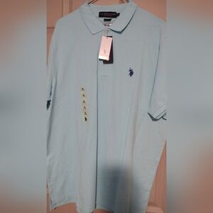 U.S. Polo Assn. Men's Pale Blue Polo with Navy Logo